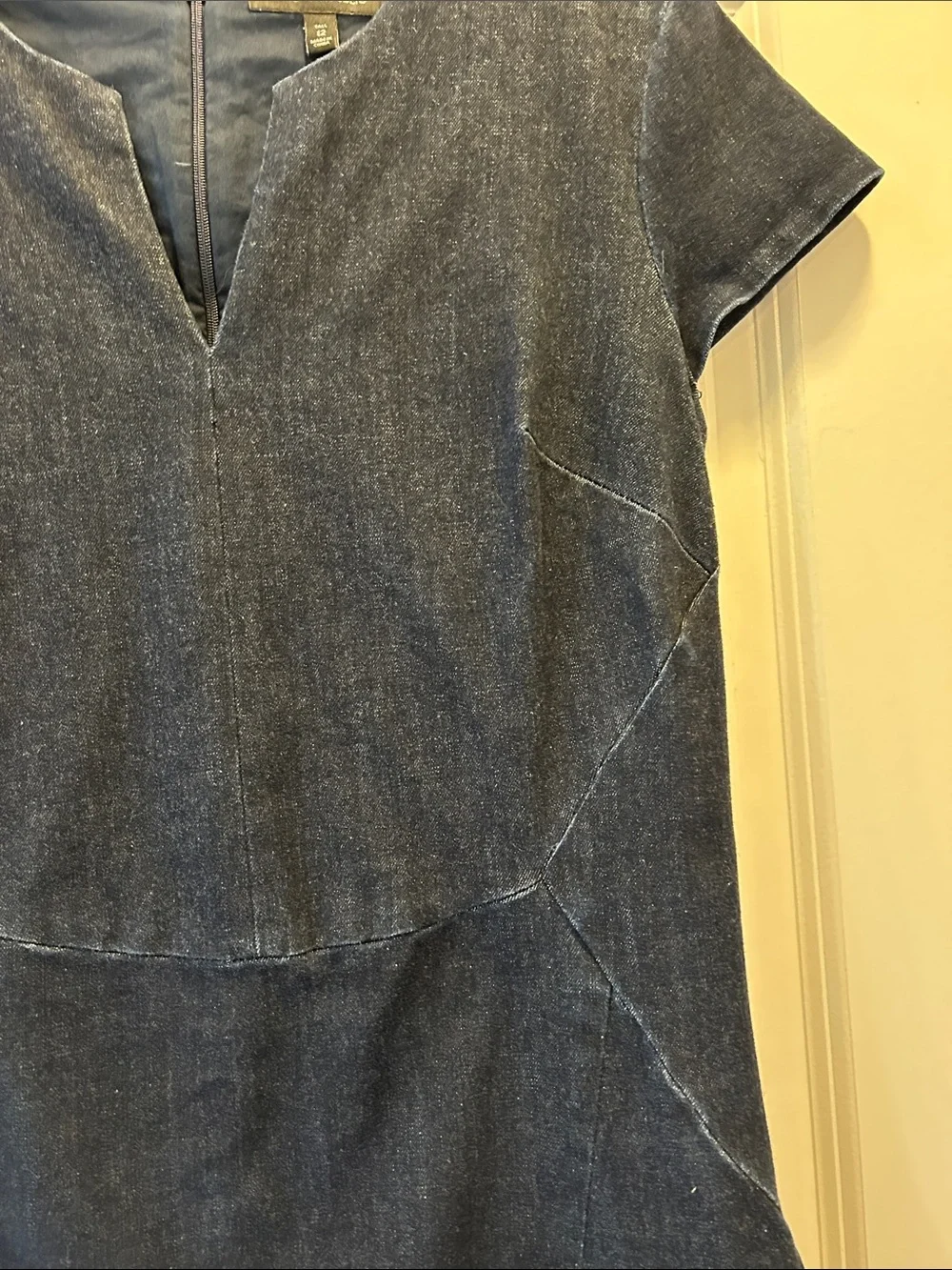 Banana Republic Dark Blue Denim Sheath Dress with Notch Neck 12T - Picture 3 of 8